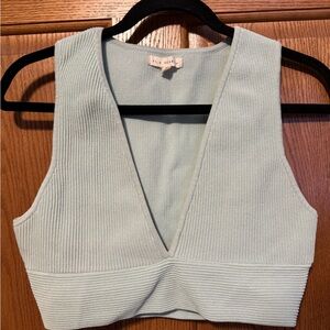 La Hearts Sky Blue Ribbed Crop Top